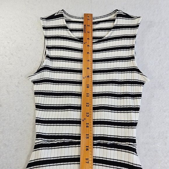 Volcom Mini Dress Womens M Black White Stone Stripe Open Back Stretch Summer - Picture 7 of 16